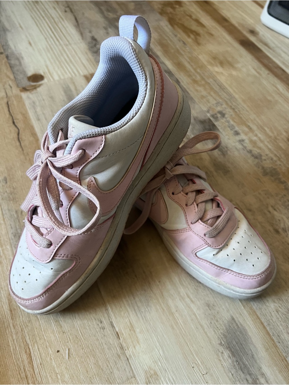 Nike White and Pink Low-Top Sneaker